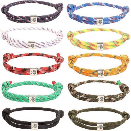 10 PCS Nautical Braided Bracelet For Men Women Unisex Surf Navy Rope Bracelets String Adjustable Tree Of Life Bracelets Set Colorful Handmade